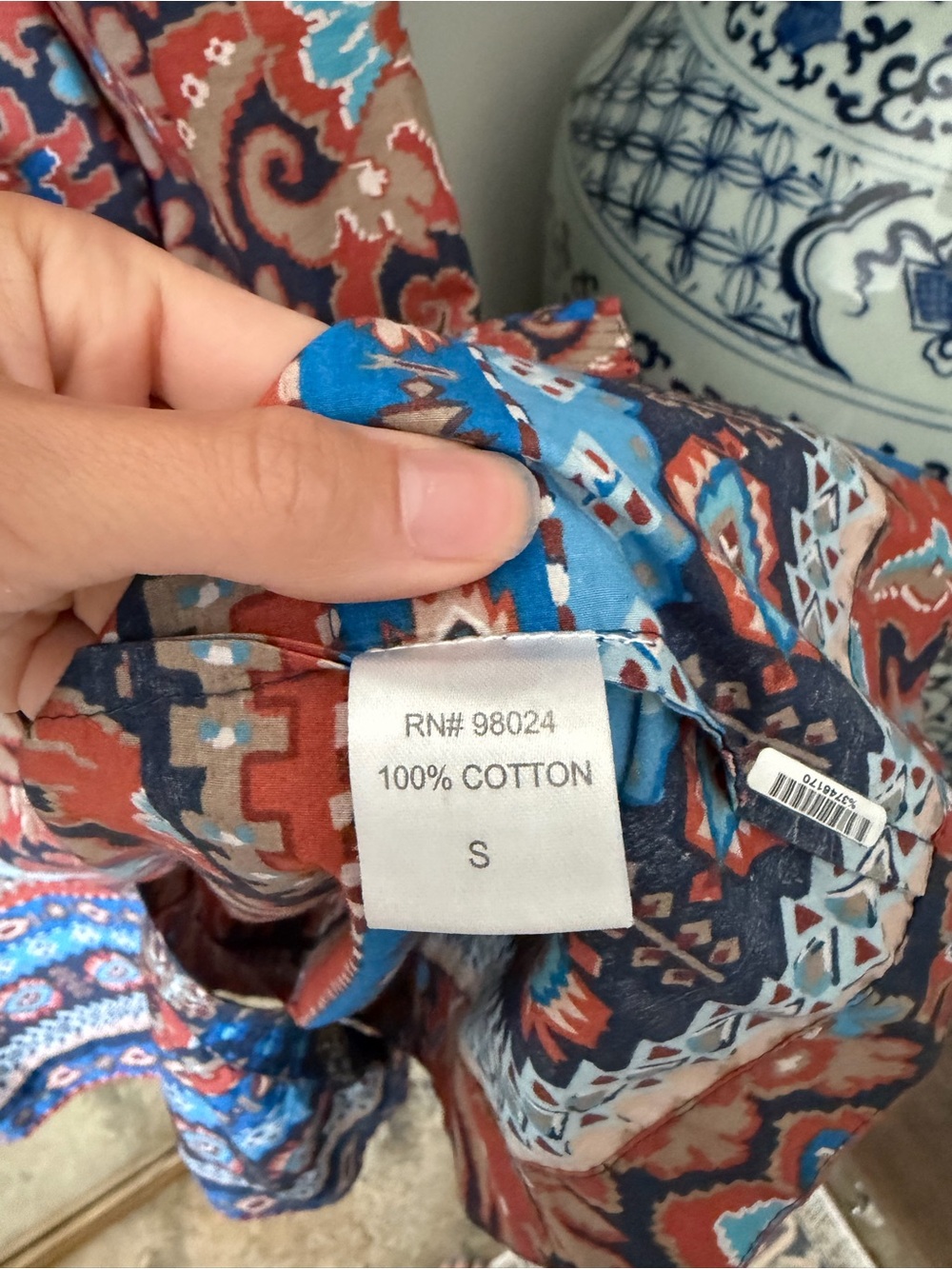 House of Harlow 1960 Brown and Blue Paisley Midi Shirt Dress - Picture 5 of 7